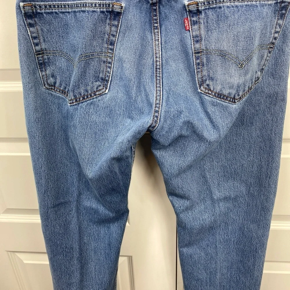 LEVI'S 505 Regular Fit Straight Leg Jeans Men 36x30 Medium Wash Stretch Denim
